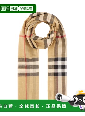 BURBERRY 女士围巾 8078779A7026 AW2025 浅棕色 Check wool and