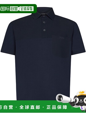 HERNO 男士衬衫 JPL00137U520039200 AW2025 蓝色 徽标细节短袖Po