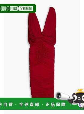 潮奢 magda butrym 女士 褶皱铜氨纤维混纺弹性针织中长连衣裙 AW