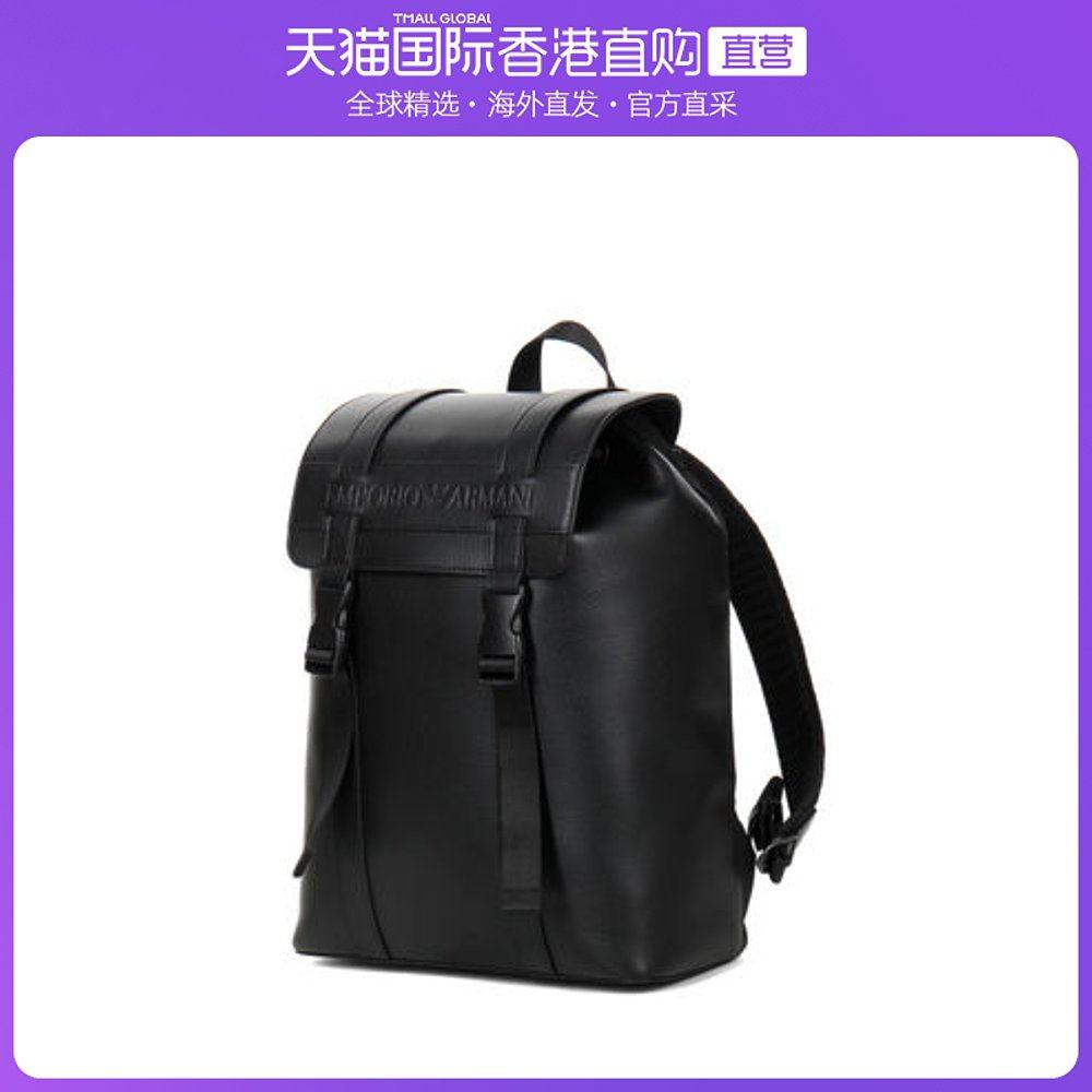 香港直邮EMPORIO ARMANI 男士黑色皮革双肩包 Y4O219-YSL5J-81072