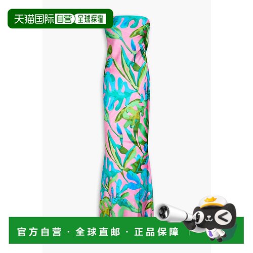 1h可退 潮奢 retrofête 女士 Keaton 抹胸印花真丝混纺长款连衣