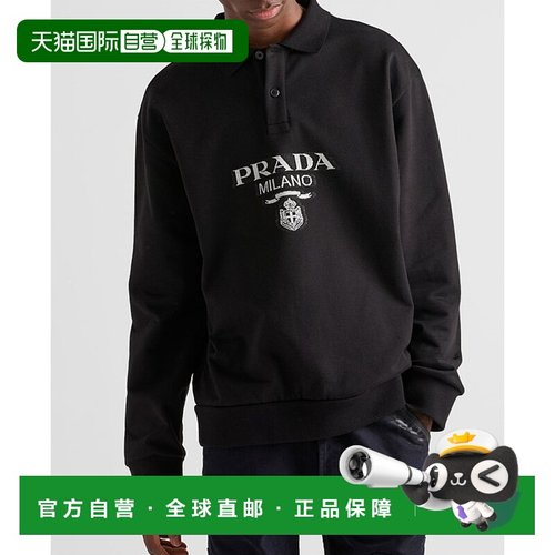 PRADA 男士T恤 UJL77B1Y13SOOOF0002 AW2024 黑色卫衣上衣男装