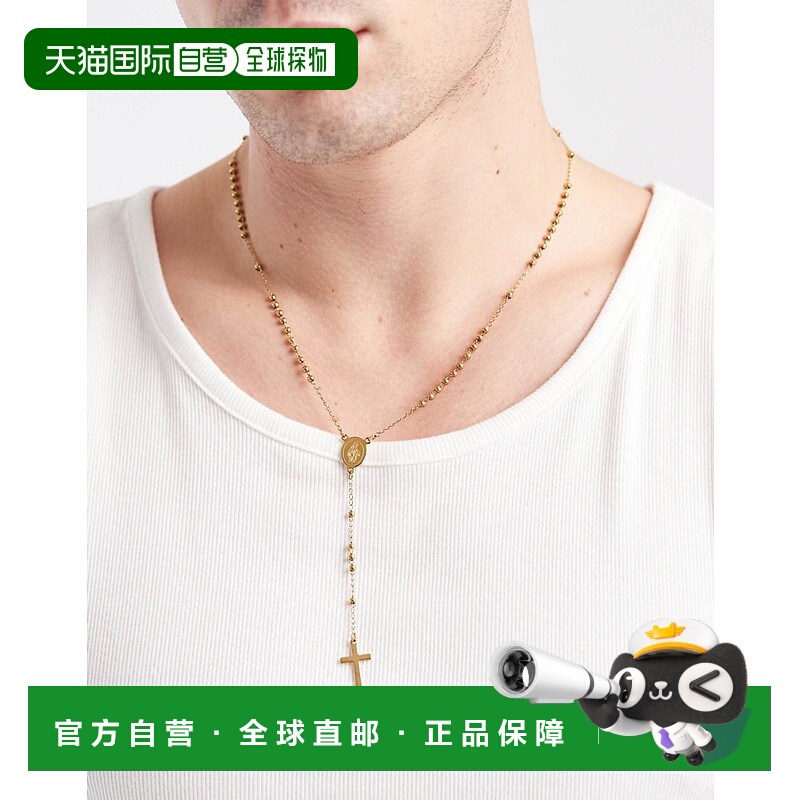 1h可退 潮奢 ASOS 男士 设计防水不锈钢串珠色调项链(金色)