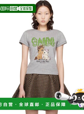1h可退 潮奢 GANNI 甘尼 女士 灰色 Graphic Cotton T 恤 A1050