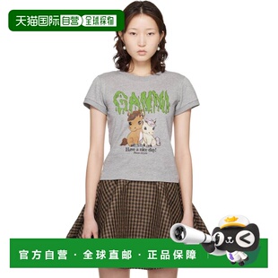 1h可退 潮奢 GANNI 甘尼 女士 灰色 Graphic Cotton T 恤 A1050