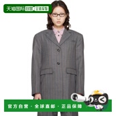 甘尼 女士 Stripe 1h可退 灰色 GANNI 西装 Wool 潮奢 外套 A1020