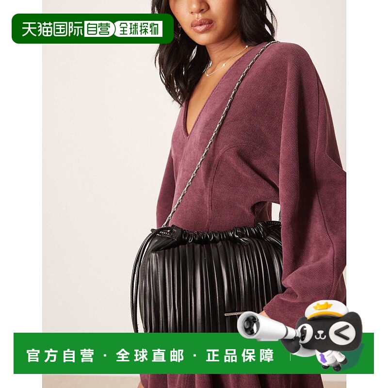 1h可退 潮奢 Calvin Klein 卡尔文 克莱恩 女士 plisse 抽绳肩包(