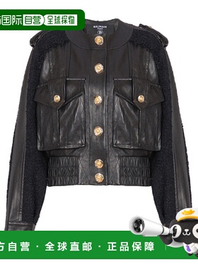 BALMAIN 女士夹克 FF1TF500MH20EAP AW2025 黑色 长袖皮夹克