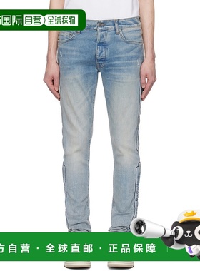 1h可退 潮奢 AMIRI 男士 蓝色 3D Bones Skinny 牛仔裤 AMDNSY113