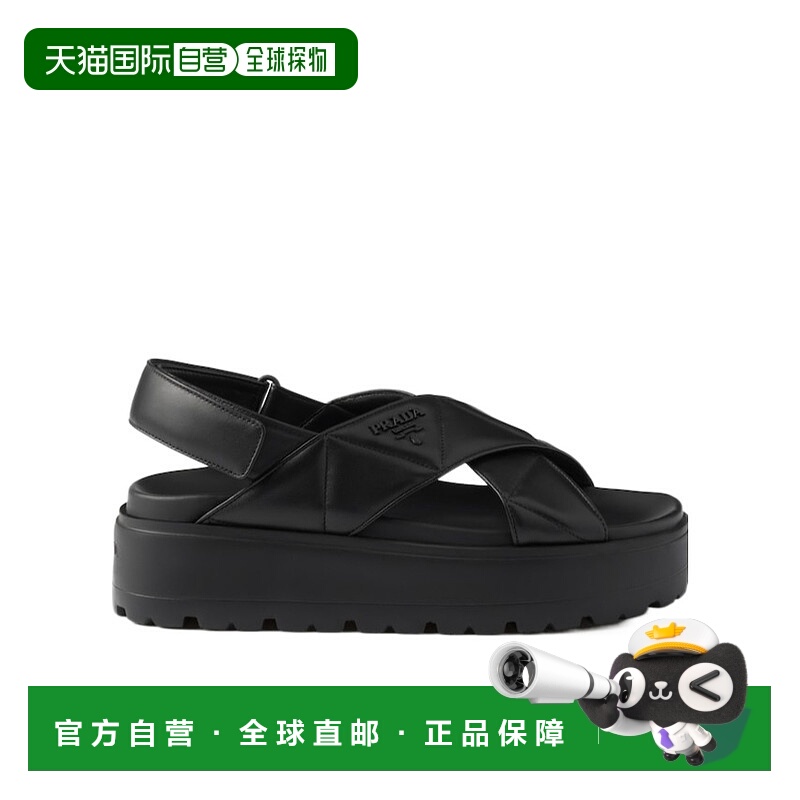 1h可退 PRADA 女士凉鞋 1XZ777038F045F0002 SS2025 黑色 交叉平