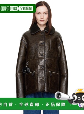 1h可退 潮奢 Saks Potts 女士 棕色 Ada 双面皮革夹克 22020