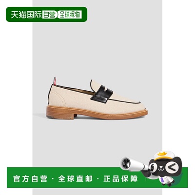 1h可退 潮奢 Thom Browne 汤姆 布朗 男士 皮革边帆布乐福鞋 MFL0