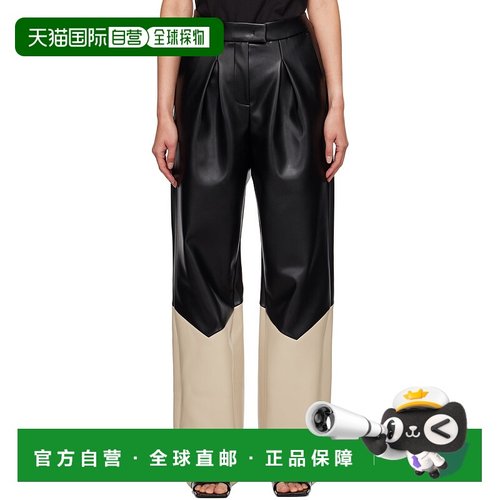 1h可退 潮奢 YUME YUME 女士 黑色 Bicolor 合成皮革长裤 BICOLOR