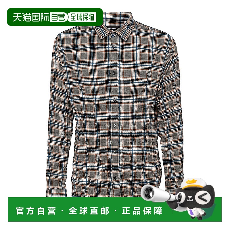 1h可退 DSQUARED2 男士衬衫 S74DM0648S54785001F AW2022格纹