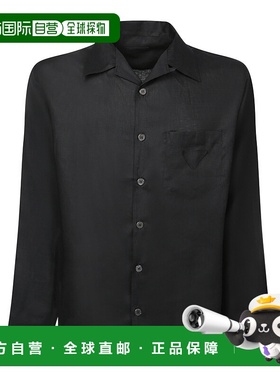 PRADA 男士衬衫 UCN44114H4F0002 SS2025 黑色 Linen shirt