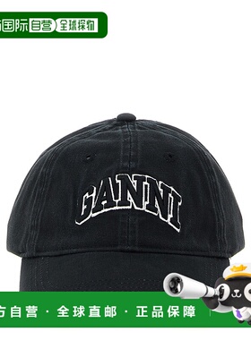 GANNI 女士帽子 A6900099 SS2025 黑色 Canvas Cap鸭舌帽