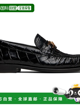 1h可退 潮奢 versace 范思哲 男士 黑色 Croc-Effect Medusa '95