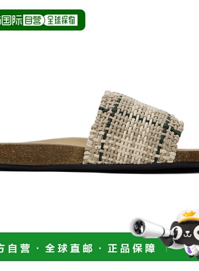 1h可退 潮奢 J.W. Anderson 男士 米色 & 绿色格纹凉鞋 SN0101FA0