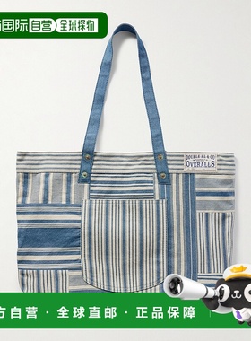 1h可退 潮奢 RRL 拉夫 劳伦RRL 男士 Naval 拼接条纹牛仔布手提包