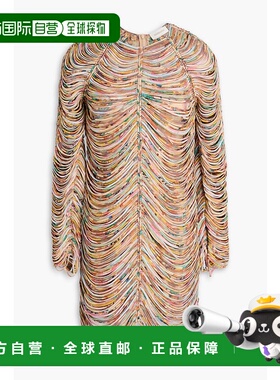 1h可退 潮奢 ZIMMERMANN 女士 流苏印花欧根纱迷你连衣裙 1221DF2