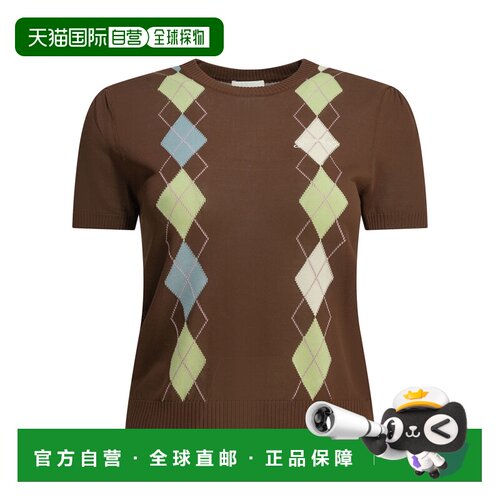 GANNI 女士T恤 A104029505H AW2026 棕色 Brown c【付后1h可退】