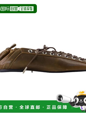 GANNI 女士芭蕾乐福鞋 S3093 AW2025 绿色 Ganni Eyelets Lace Up