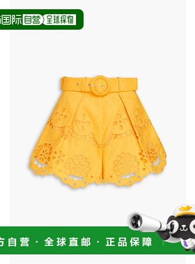 1h可退 潮奢 ZIMMERMANN 女士 束带英格兰刺绣亚麻短裤 1446ASS24