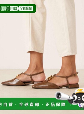 1h可退 潮奢 ASOS 女士 Lockhart chisel 设计鞋头边露跟橄榄绿鞋