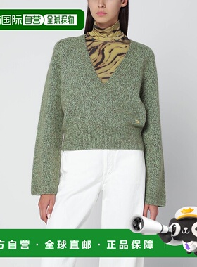 1h可退 潮奢 GANNI 甘尼 女士 WOOLBLEND 绿色织纹毛衣 K26212731