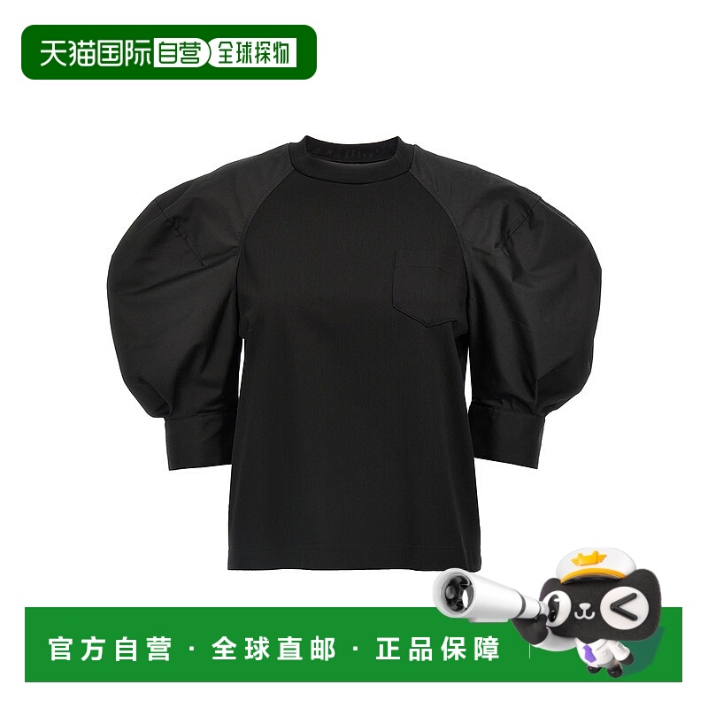 潮奢 Sacai 女士 圆领T恤 2507767 black黑色 舒适时尚