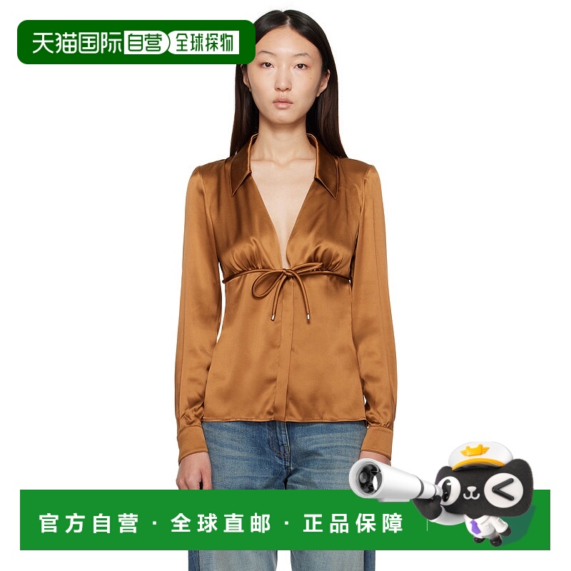 1h可退 潮奢 Versace 范思哲 女士 棕色 Informal Silk 衬衫 1019