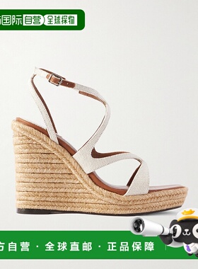 1h可退 潮奢 Jimmy Choo 周仰杰 女士 Ayla 110 皮革边帆布麻底坡