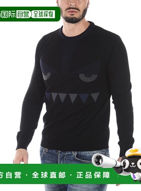 FENDI 男士针织毛衣 FAE501A0DCBLACK SS2022 黑色 图案提花圆领