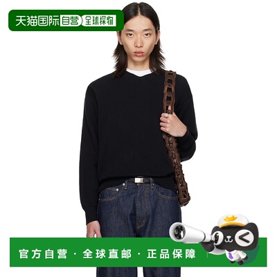 1h可退 潮奢 vowels 男士 黑色 V 领针织衫 KW05299