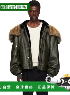 1h可退 潮奢 Moose Knuckles 男士 绿色 AJR Split Hood 皮革飞行