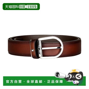 MONTBLANC万宝龙 皮质商务 皮带 腰带 男款深咖色 宽3.5CM