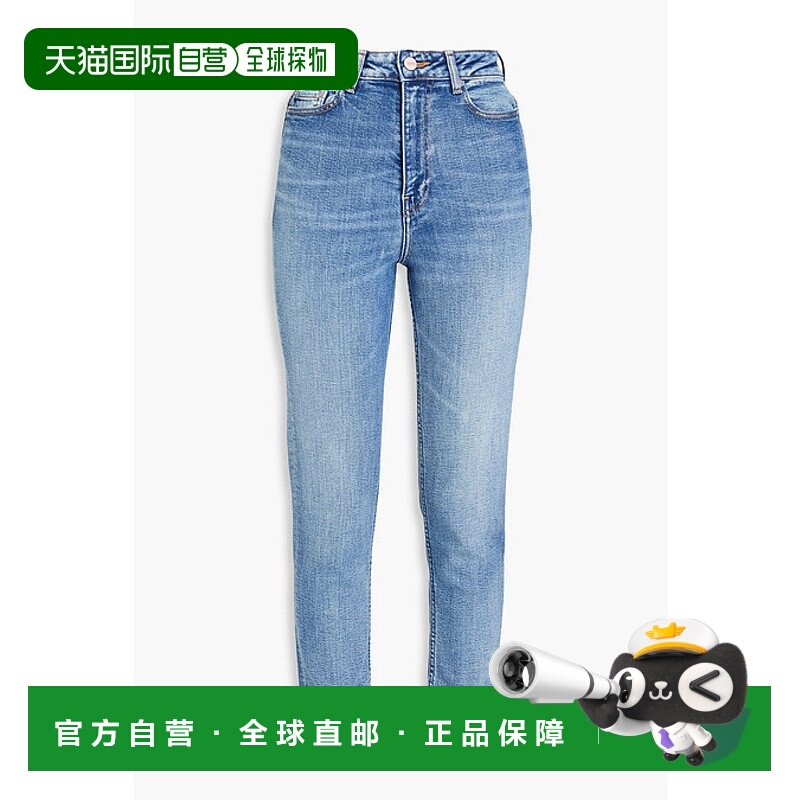 1h可退 潮奢 GANNI 甘尼 女士 褪色设计高腰细脚牛仔裤 F6239SIZE