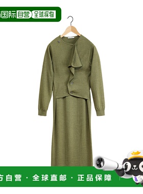 LEMAIRE 女士半身裙 DR1060LK087619 SS2024 绿色 开衫式羊毛连衣