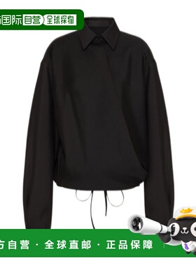 VALENTINO 女士衬衫 5B0AB6T58Y10NO AW2024 黑色 长袖羊毛衬衫