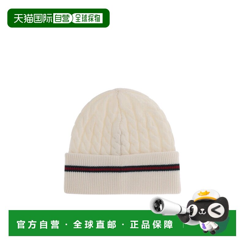 GUCCI 男童帽子 8289124K2069166 AW2025 花色 麻花针织翻边帽