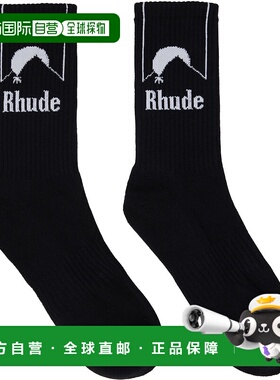 1h可退 潮奢 Rhude 男士 黑色 Moonlight 中筒袜 RHPS25SO08117