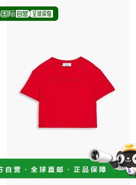 1h可退 潮奢 Blumarine 蓝色情人 女士 水晶装饰棉针织T恤 P444T0