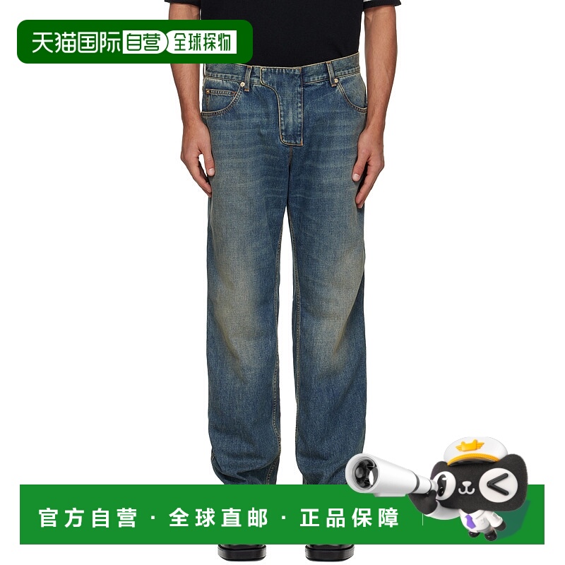 1h可退 潮奢 Balmain 巴尔曼 男士 蓝色 Low Waist 牛仔裤 FH0MI1