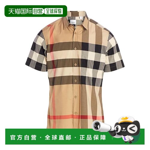 奢淘 Burberry 短袖格纹弹力棉府绸衬衫 男 80173221支付后1h可退
