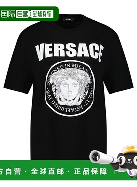 VERSACE 男士T恤 10133021A15083 AW2025 黑色 Versace Medusa Ro