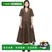A1030 甘尼 潮奢 1h可退 Crinkled GANNI 棕色 连衣裙 女士 Check