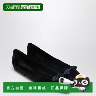 潮奢 Loro Piana 诺悠翩雅 女士 Primula 天鹅绒芭蕾舞鞋(黑色) F