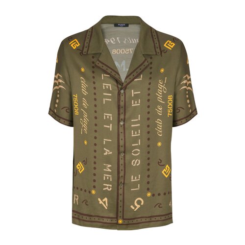 香港直邮BALMAIN 男士衬衫 GH0HN130VI80UIX SS2026 绿色 短袖衬