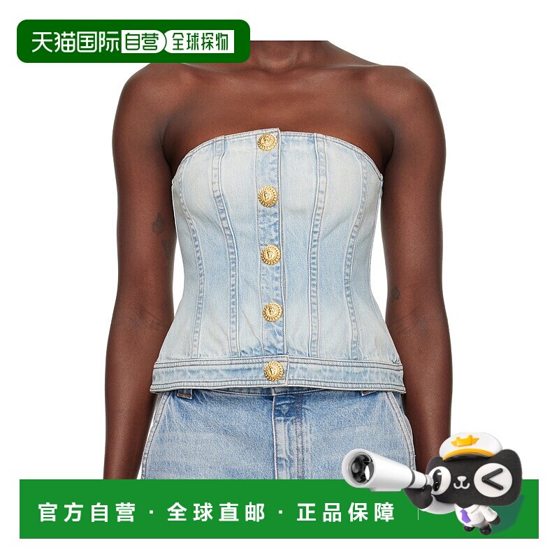 BALMAIN 女士背心吊带 EF1AC505DF236FC SS2025 蓝色