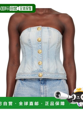 BALMAIN 女士背心吊带 EF1AC505DF236FC SS2025 蓝色性感抹胸